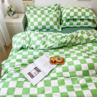 Bộ 4 món vỏ chăn,ga gối cotton poly mẫu kẻ hàn quốc mới nhhất