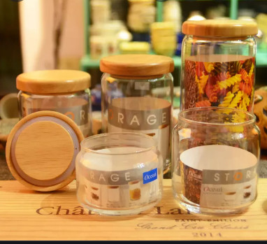 Hũ thủy tinh ocean pop jar wooden lid cao cấp - nắp gỗ