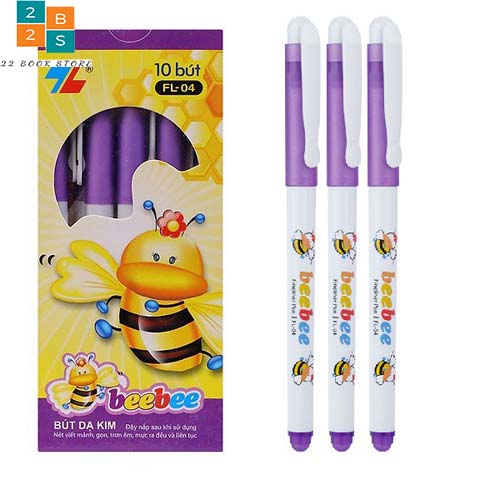 Hộp bút lông kim - dạ kim con ong 10 cây FL04 Beebee Thiên long - Màu tím