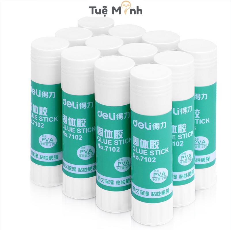 Keo khô Deli dạng thỏi dán sticker VPP Tuệ Minh -giấy thủ công mỹ thuật K45 7102 nhanh khô chất lượng cao