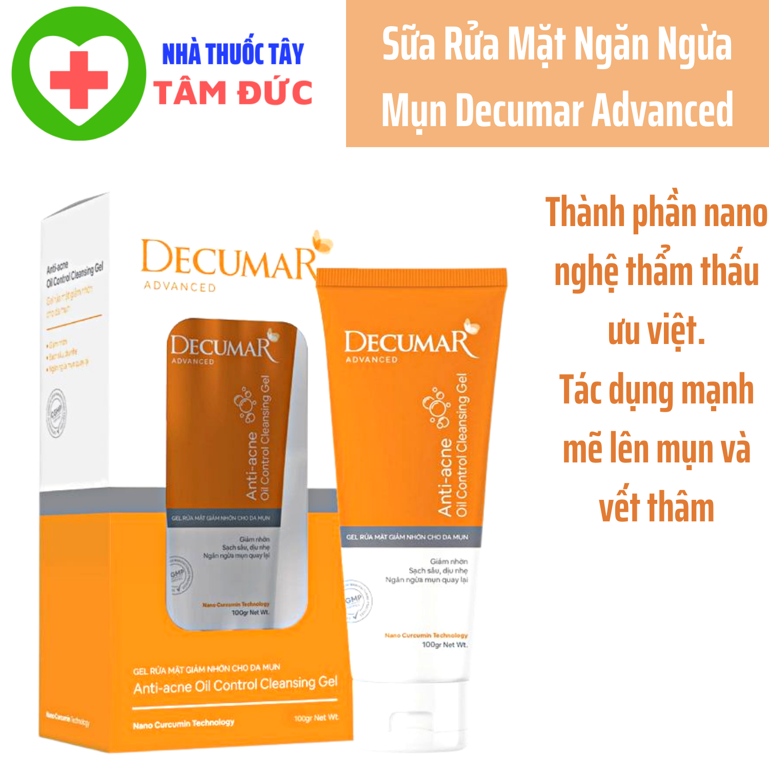 Decumar cleansing ɡel - ɡel rửa mặt decumar advanced cleanser sạch nhờn, ngừa mụn
