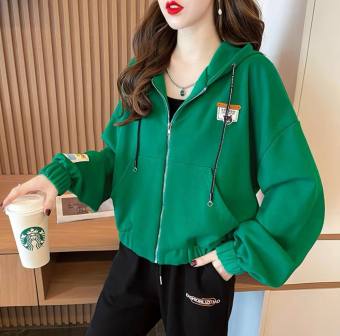 Áo Khoác Lửng Nữ Nỉ Logo Mèo Sành Điệu Trẻ Trung