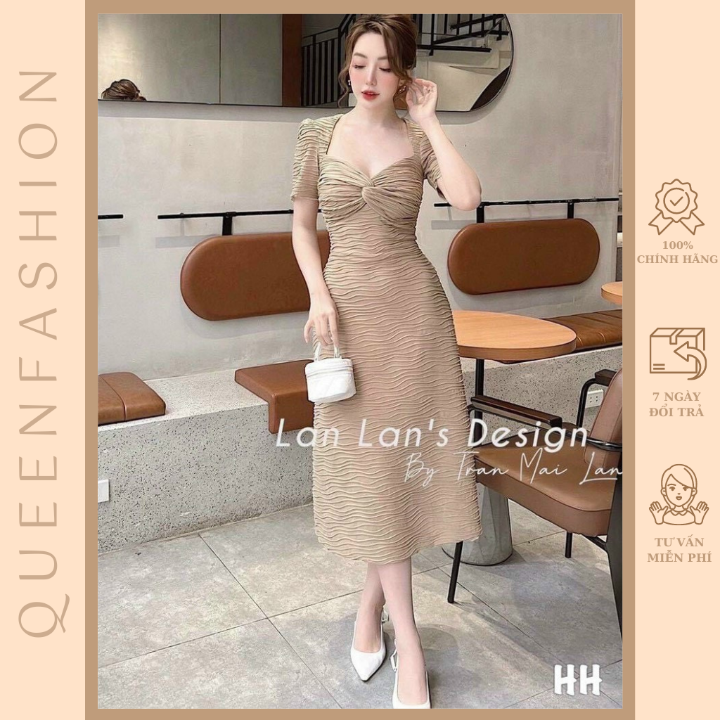 Đầm body nhíu ngực viền nổi sang chảnh