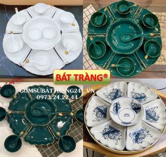 BỘ CHÉN BÁT ĐĨA CÚNG GIA TIÊN BÁT ĐĨA SỨ MÀU XANH VIỀN VÀNG CAO CẤP BÀY CỖ CƠM CÚNG GIỖ ĐĨA SỨ BÁT TRÀNG ĐẸP BỘ BÁT ĐĨA BÁT TRÀNG