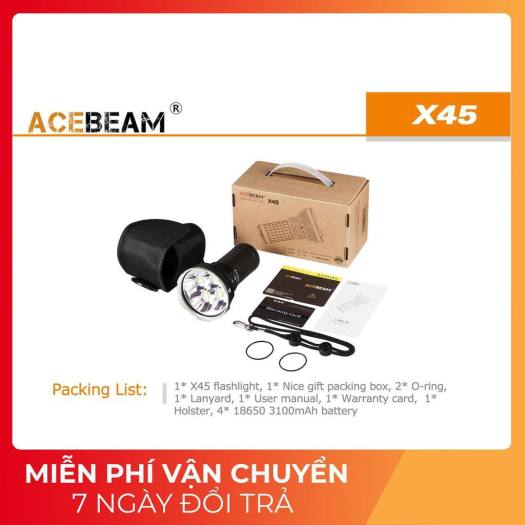 ACEBEAM X45 - Đèn pin chiếu xa bóng Led CREE XHP70.2 P2 độ sáng siêu khủng 18000 lumen tầm chiếu xa 660m sử dụng 4 pin 18650 (Kèm theo đèn)