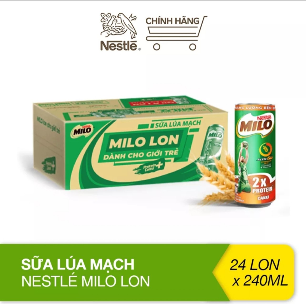 HCM Sữa lúa mạch Nestlé Milo lon 24 x 240ml