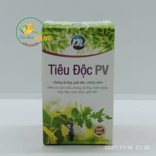 TIÊU ĐỘC PV dị ứng, mẩn ngứa, mày đay, mụn nhọt, giải độc