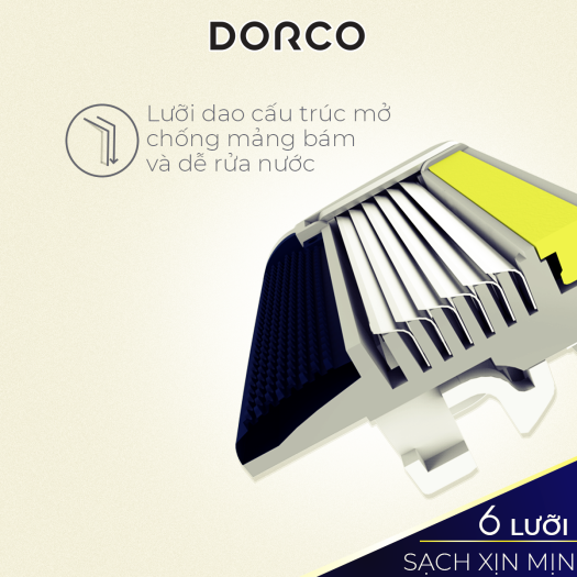 Vỉ 04 Đầu Cạo Râu 6 Lưỡi Dorco Pace 6 Plus SXA 5040-4B (6 Lưỡi + Đầu Cắt Tóc Mai)