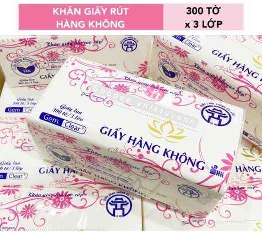 Giấy Ăn Rút Vietnam Airline 300 tờ  3 Lớp Sang, Xịn, Mịn , An Toàn