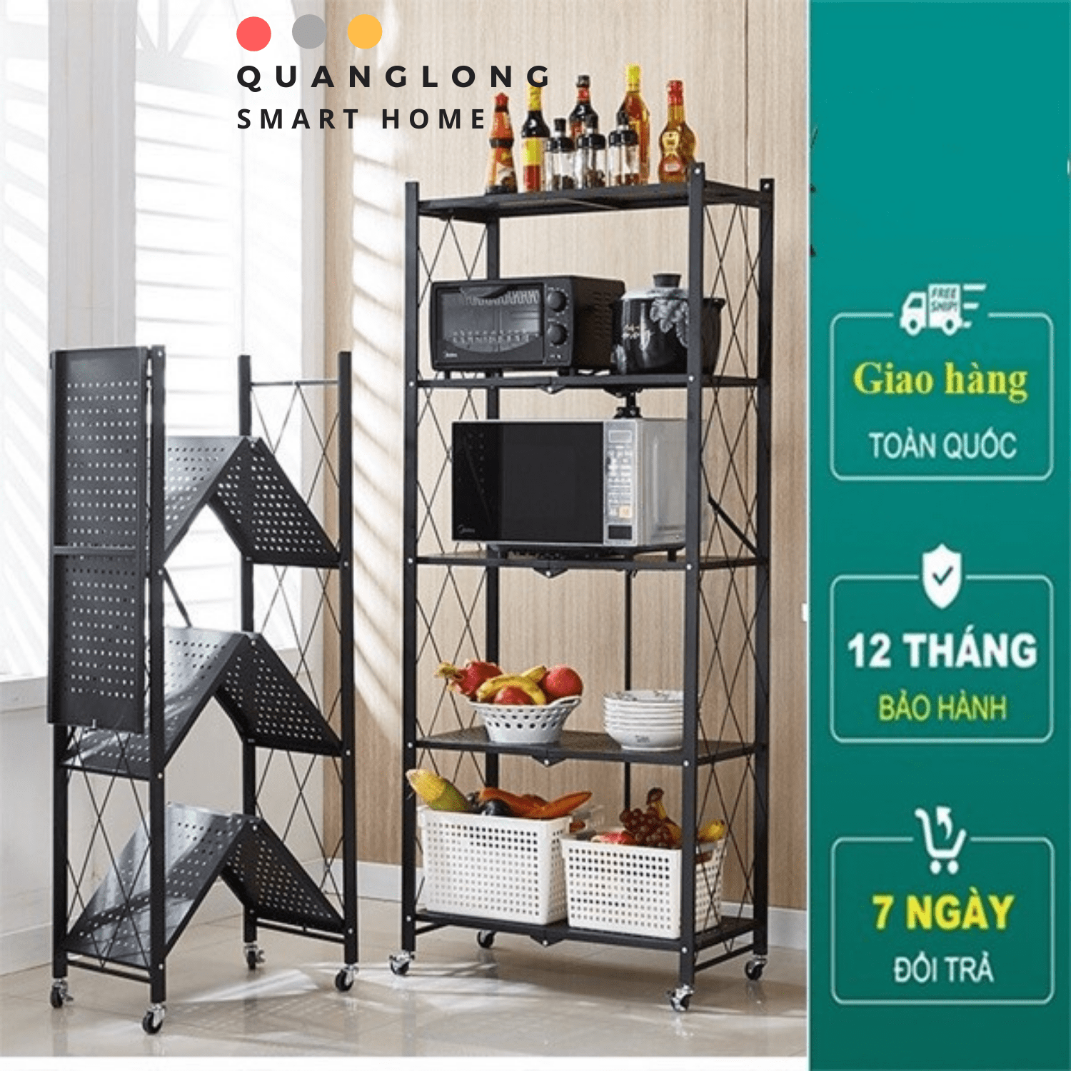 Kệ gấp gọn đa năng 3/4/5 tầng kệ để đồ nhà bếp nhà tắm hàng nhập trung looại 1 cao cấpQUANGLONG