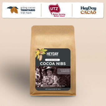 Cacao ngòi (cocoa nibs) Heyday - Hỗ trợ giảm cân, keto hiệu quả - Chứng Nhận UTZ - Không đường - (Chocolate) Socola dạng thô, tự nhiên 100% - Túi 250g
