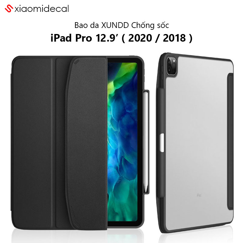 Ốp lưng xundd ipad pro 12.9' chống sốc, kiểu bao da, mặt lưng trong