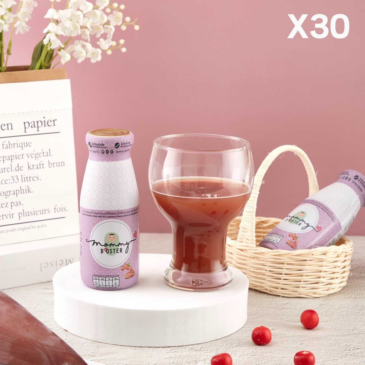 Mommy Booster น้ำหัวปลีรสแครนเบอรี่ เก๊กฮวย 30 ขวด รสชาติอร่อย บำรุงครรภ์ บำรุงน้ำนม สูตรขายดี พร้อมส่ง !!!