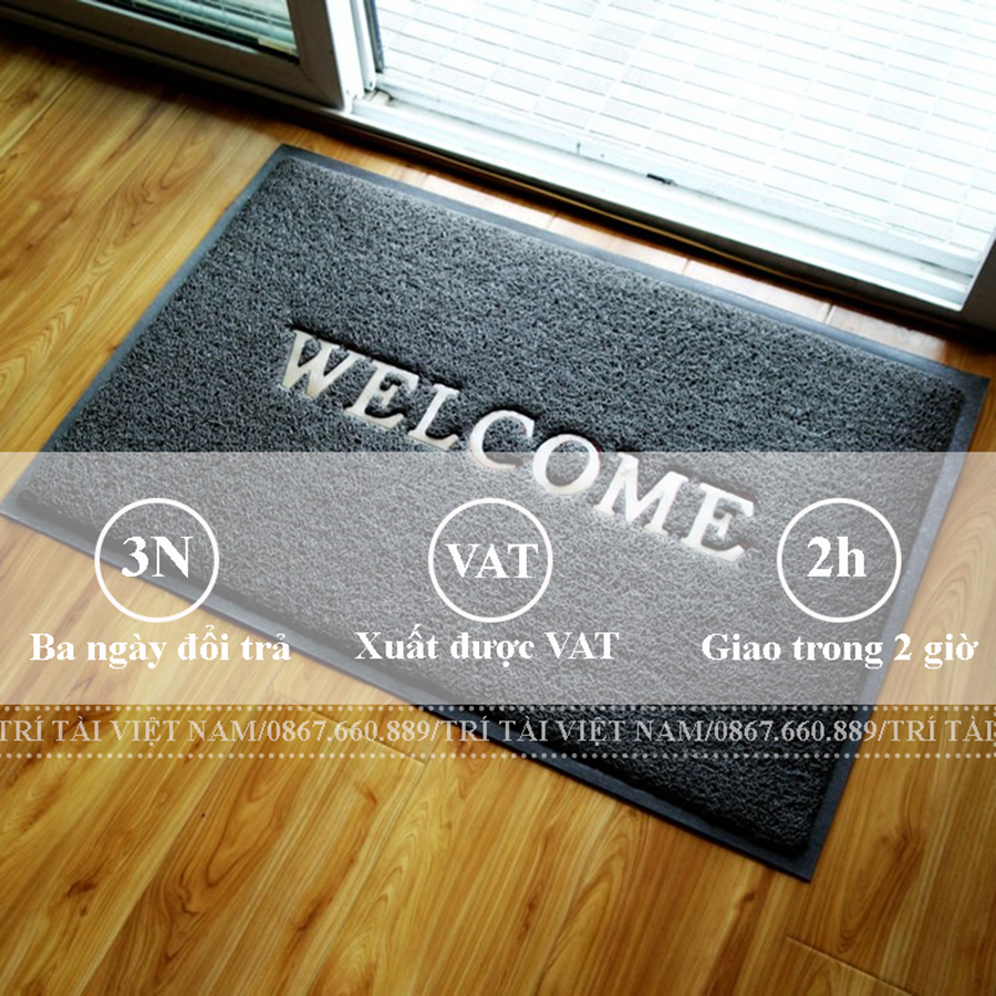 Thảm nhựa welcome chống trơn trượt nhà tắm, nhà vệ sinh, sảnh, hành lang, kích thước 40x60cm