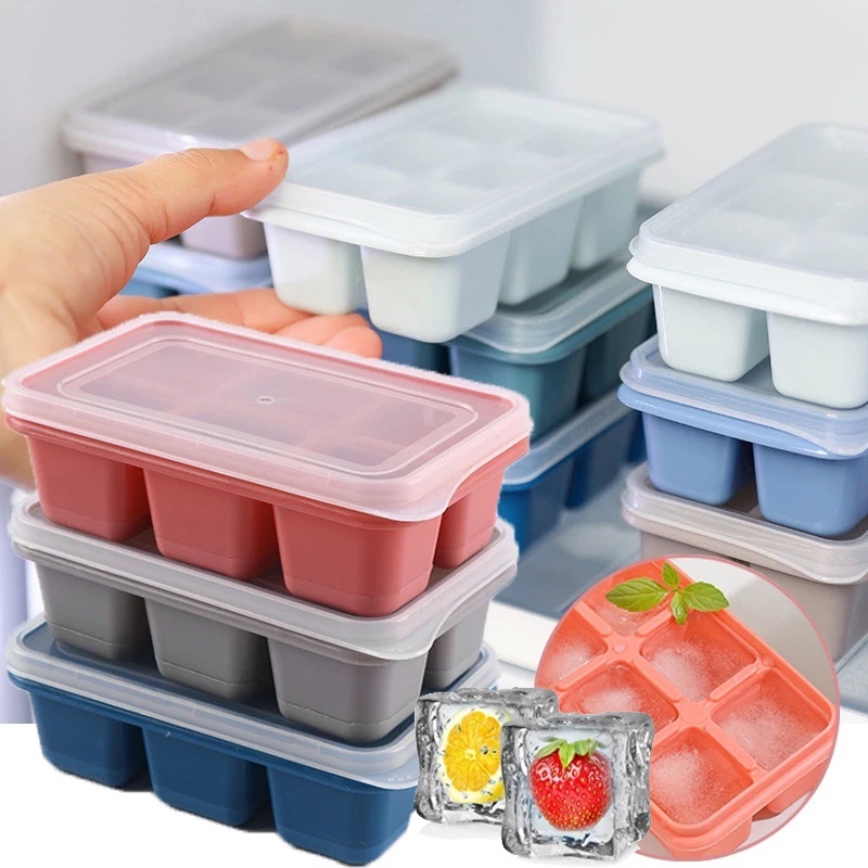 2-Pack 74 Small Mini Ice Cubes Food Grade Silica Gel Frozen Cube Trays with  Lids