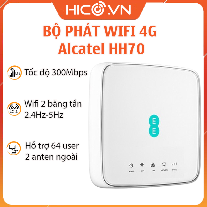 Bộ Phát Wifi 3G/4G Alcatel HH70 – Tốc độ 300Mbps – Kết nối 64 user cùng lúc – Hỗ trợ 2 băng tần