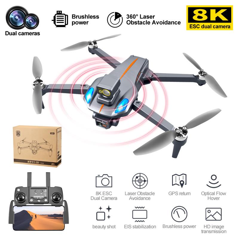 Máy bay flycam camera 4K K911 định vị g.p.s giữ thăng bằng, tự quay lại vị trí ban đầu, động cơ không chổi than, thời gian bay 25 phút, tầm xa 1200m, gimbal chống rung điện tử