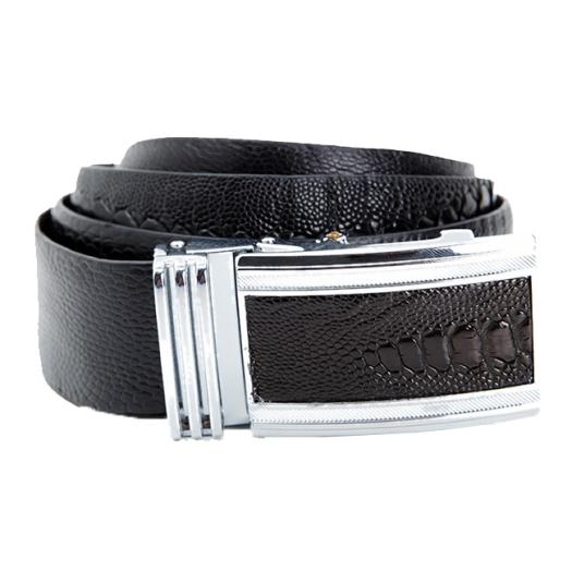 HK4417 - Dây nịt nam da đà điểu 4P màu đen