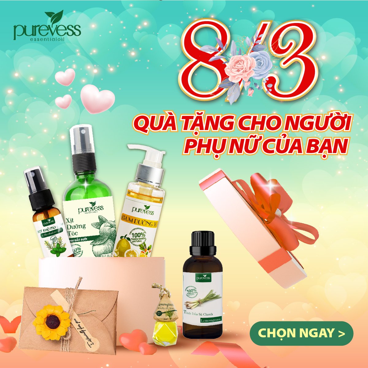 Hộp quà tặng quà tặng Mẹ quà tặng 8/3 quà tặng sinh nhật quà tặng tân gia quà tặng người yêu - PUREVESS gian hàng chính hãng