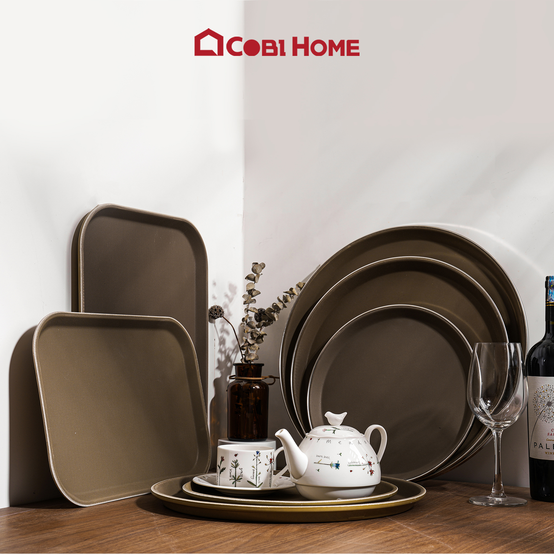 Khay Nhựa Chống Trượt Phục Vụ Cao Cấp Đủ Size - Cobi Home