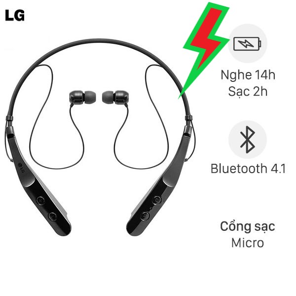 HBS510 Tai nghe Bluetooth LG HBS-510 Đen- thể thao, khỏe khoắn