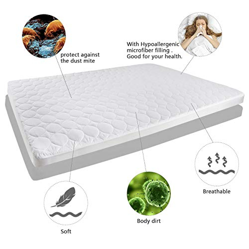 HYLEORY California King Mattress Pad Cover Stretches up 8-18 Deep Pocket Hypoallergenic Fitted Cooling Mattress Topper with Snow Down Alternative