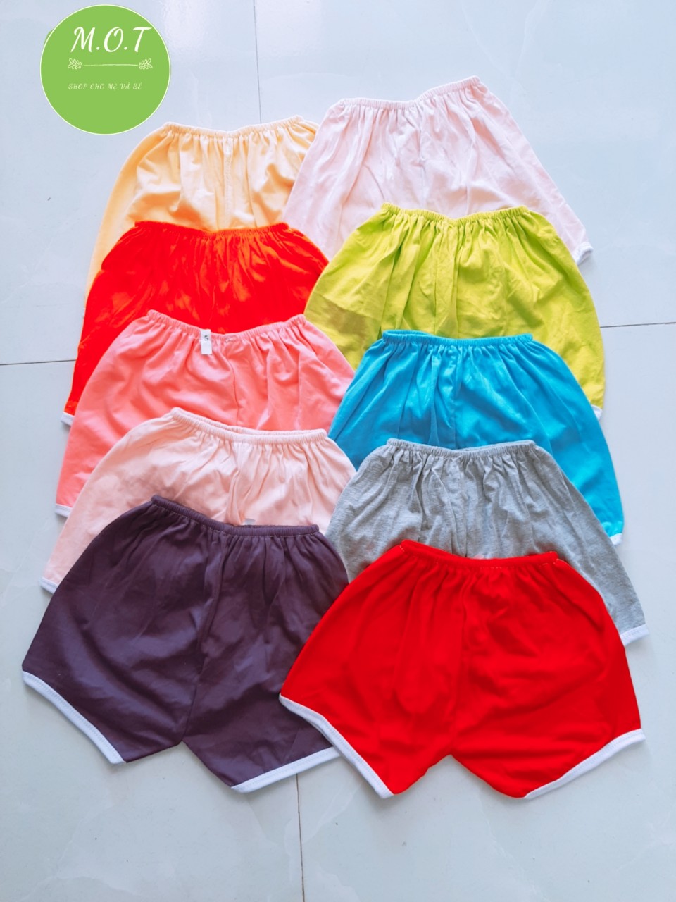 Combo 10 quần đùi ngan nhiều màu cho bé trai và bé gái từ 4-15kg