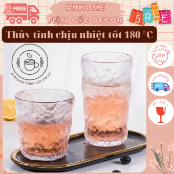 Ly thủy tinh decor chịu nhiệt vân nhám phong cách Hàn Quốc, cốc thuỷ tinh chịu nhiệt, Decor