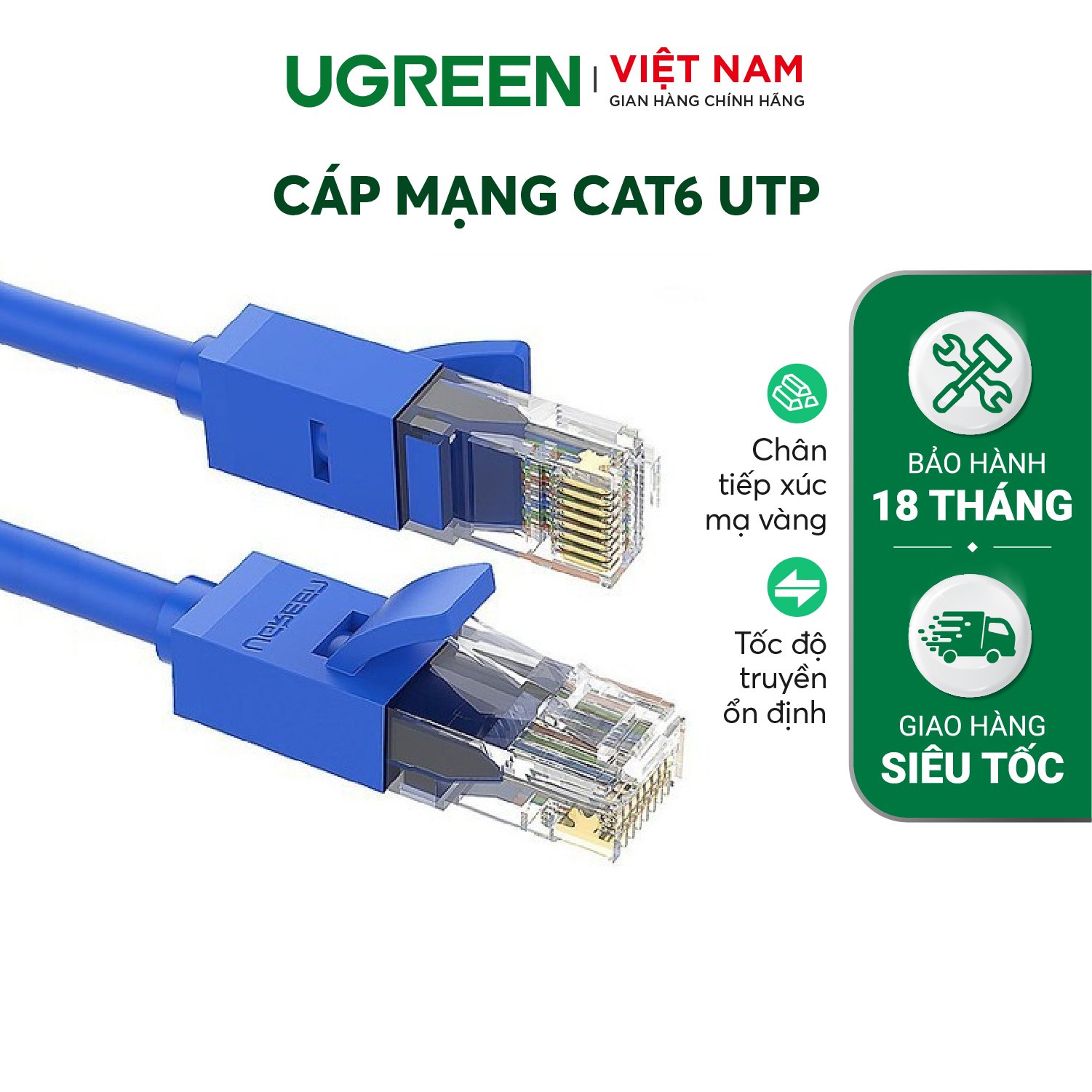 Dây mạng bấm sẵn 2 đầu cat6 utp patch cords dài 20m ugreen nw102 | tốc độ truyền tải cao 1000mbps | hiệu suất cao 500mhz |hàng phân phối chính hãng| bảo hành 18 tháng 1 đổi 1 11206