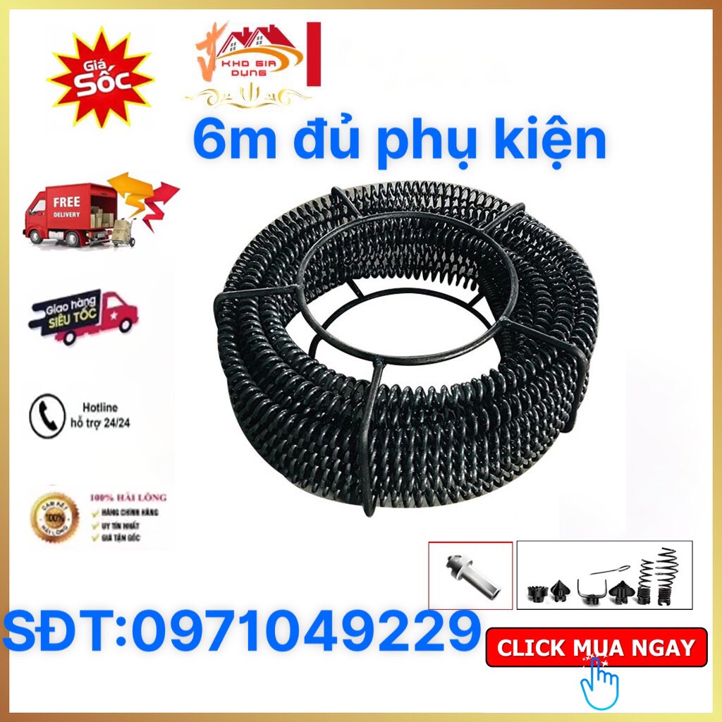 Dây thông tắc cống dùng máy khoan dài 6m