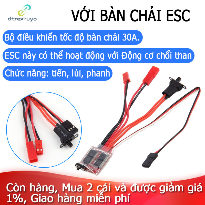 Bộ Điều Khiển Tốc Độ Động Cơ Chổi Than RC ESC 30A 4-8V, 1/16 1/18 Để Leo Núi Xe Ô Tô Điều Khiển Từ Xa Xe Mini 4Wd WPL
