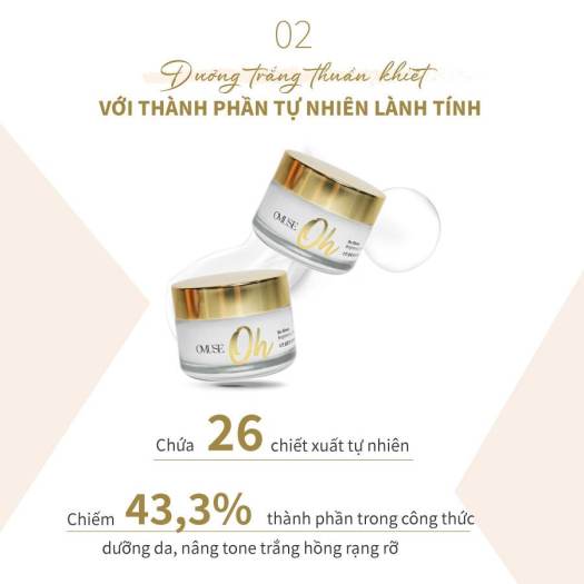 Kem dưỡng trắng, cấp ẩm và phục hồi da O’Muse Oh So Glowy Brightening Cream 50ml