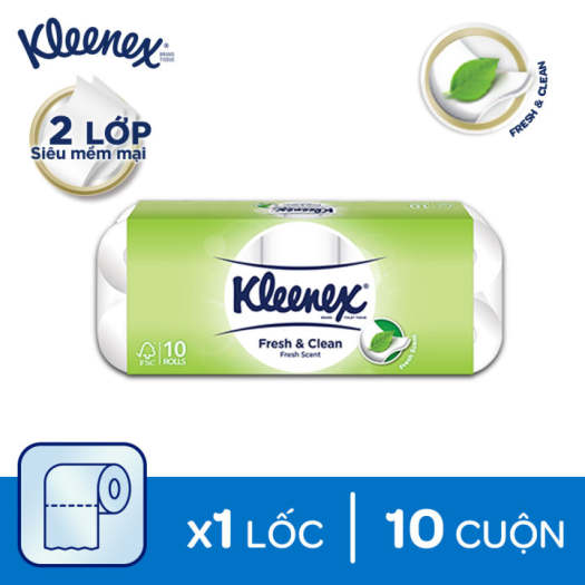 Giấy vệ sinh cuộn nhỏ Kleenex 2 lớp siêu thấm 220x10 tờ