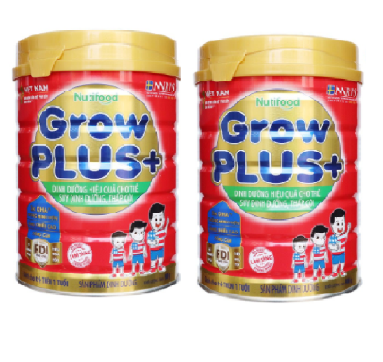 Bộ 2 hộp Sữa Bột Nutifood Grow Plus 900g  (Đỏ) dành cho trẻ suy dinh dưỡng thấp còi từ 1-10 tuổi