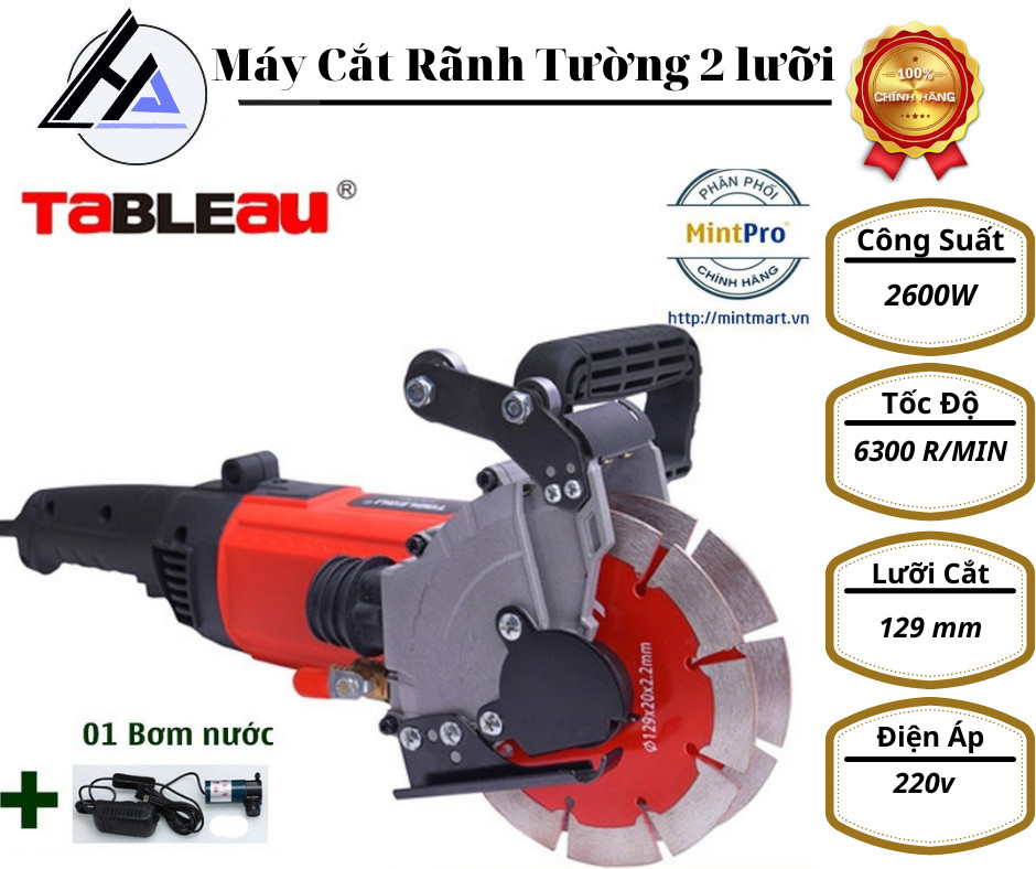 Máy cắt rãnh tường 2 lưỡi nội địa 6807 2200W - Tặng kèm máy bơm nước mini khử bụi mịn bảo hành 6 tháng