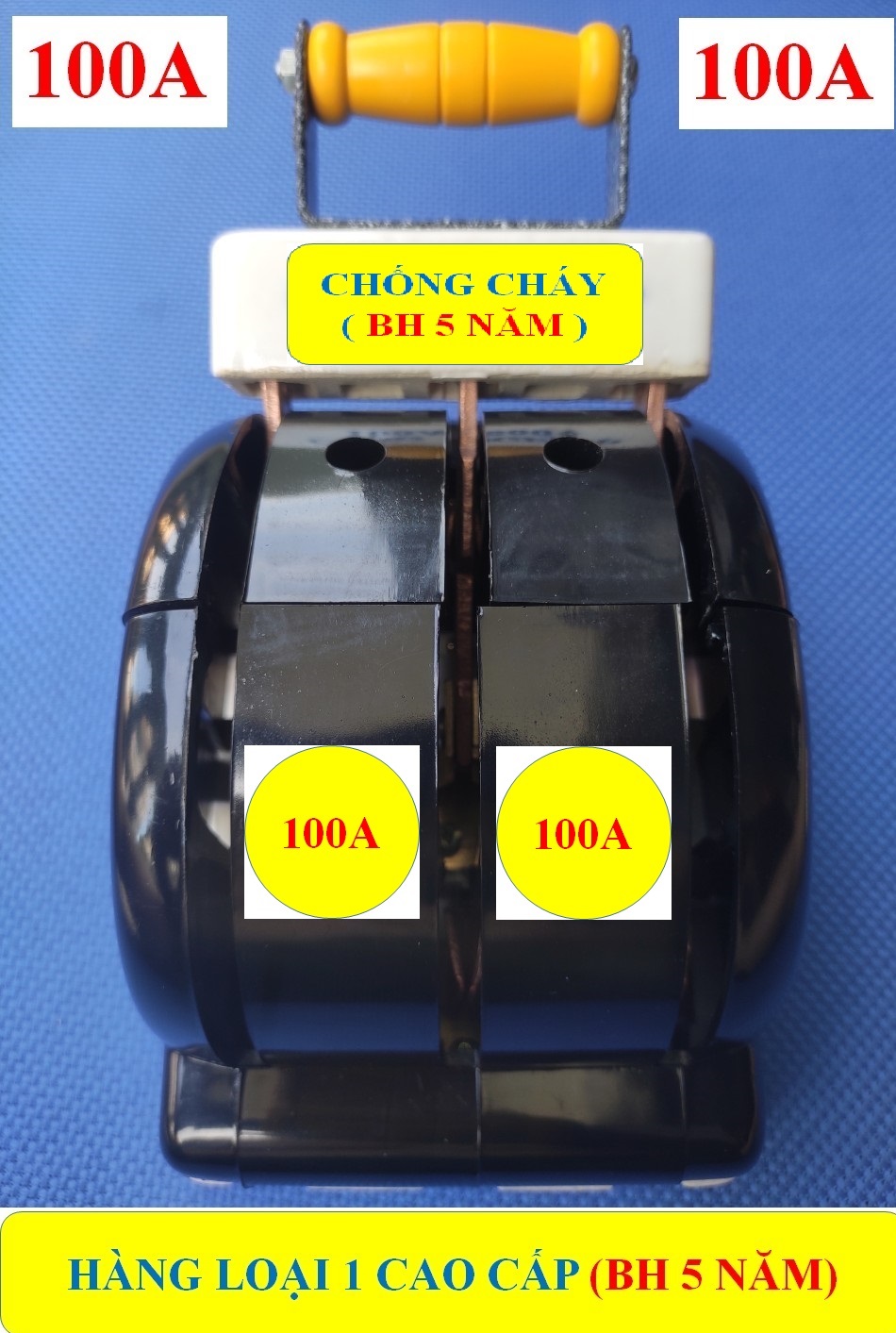 CẦU DAO ĐẢO SỨ 100A 3 PHA ĐẢO 2 CHIỀU (BH 5 NĂM) VỎ ĐEN PHENOLIC CHỐNG CHÁY + Cực ĐỒNG TO đúc 100% HÀNG LOẠI 1 Cao Cấp (bộ 1 sản phẩm)