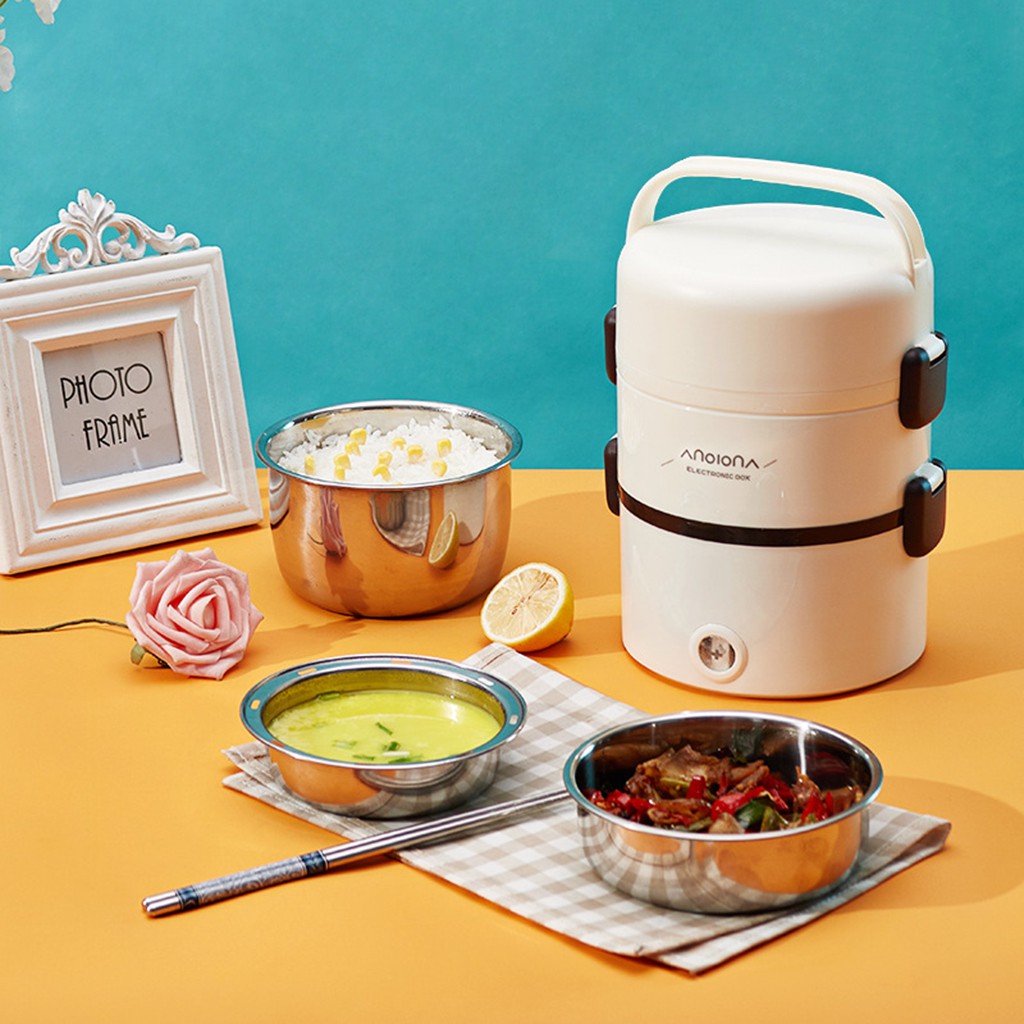 Hộp cơm điện xách tay Noion 3 tầng, Nồi hấp cơm, cặp lồng cơm, hộp đựng cơm trưa văn phòng, hộp cơm văn phòng
