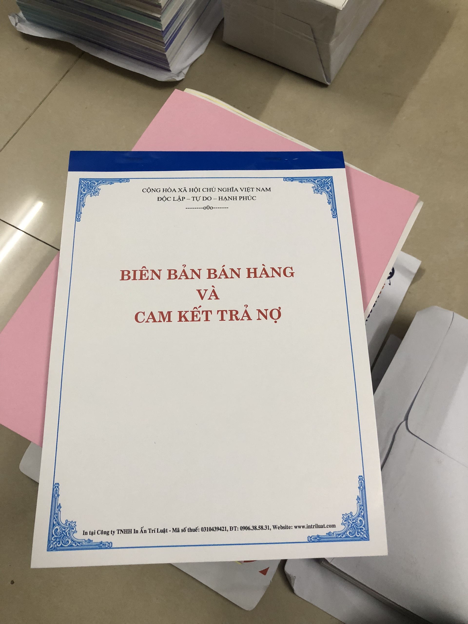 BIÊN BẢN BÁN HÀNG VÀ CAM KẾT TRẢ NỢ