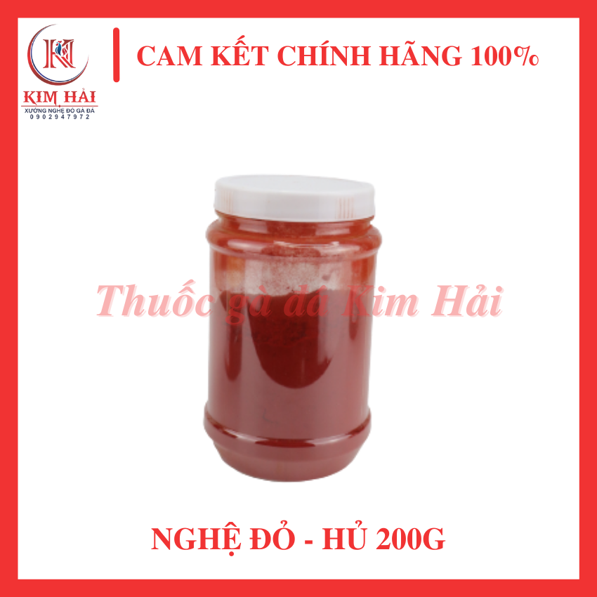 Nghệ đỏ nguyên chất nhà xay[lọ 200g]mịn,bám dính tốt,dùng cho gà đá hiệu quả.