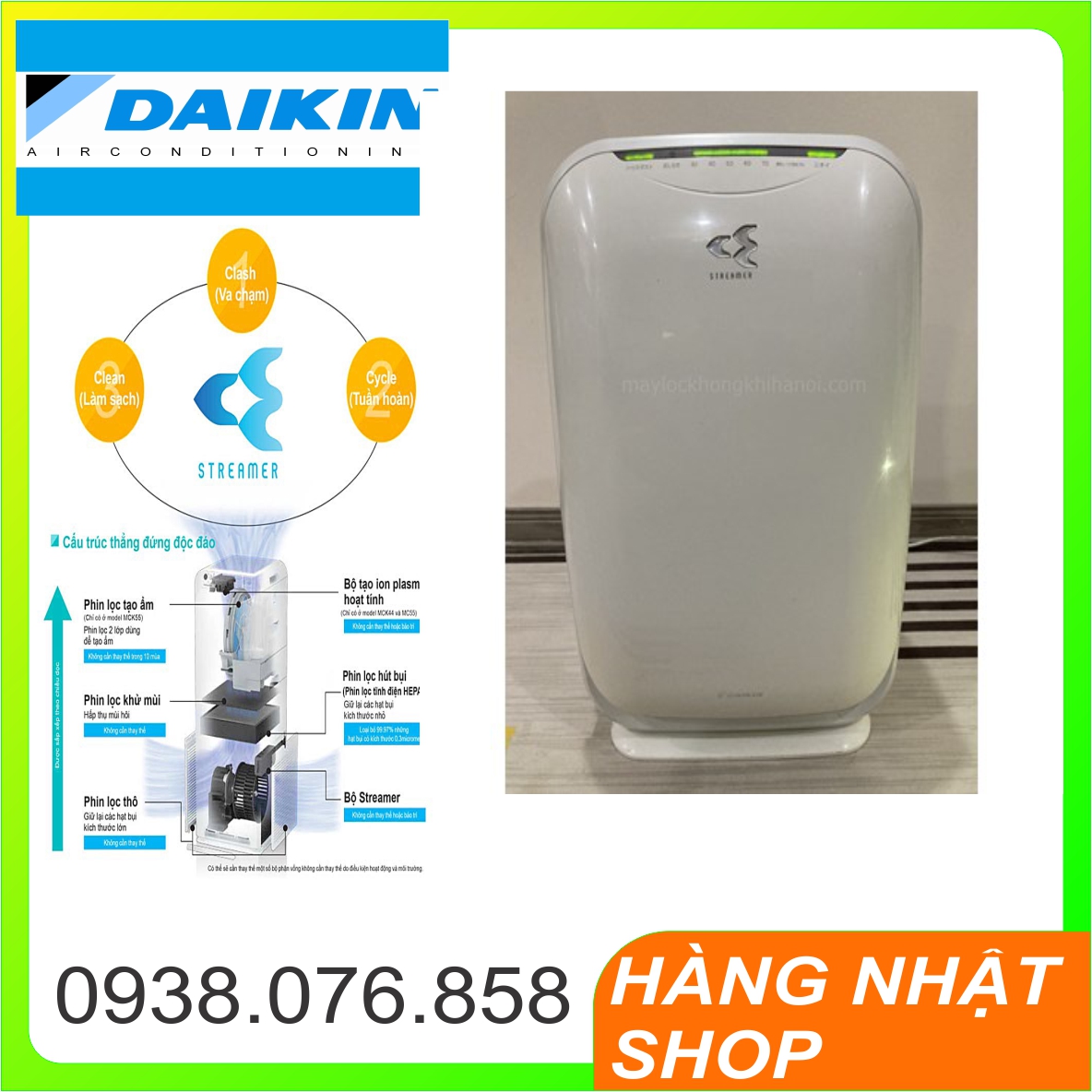 Máy lọc không khí bù ẩm nội địa nhật daikin ack55m-w trứng bù ẩm inverter