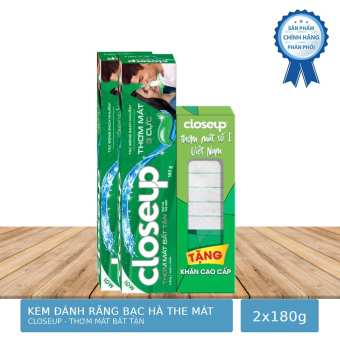 Bộ 2 Kem Đánh Răng Closeup Thơm Mát Bất Tận 180g - Tặng Khăn Cao Cấp