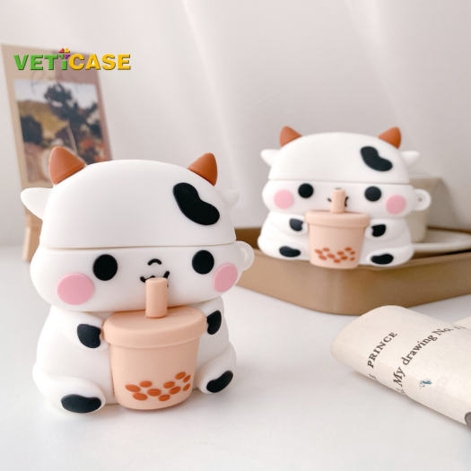 Hộp Đựng Tai Nghe Trà Sữa Bò Dễ Thương Dành Cho Apple AirPods Pro