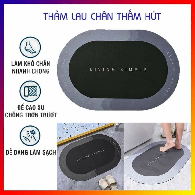 Thảm lau chân cao cấp silicon,thảm chùi chân hút nước siêu thấm chống trơn trượt loại 1