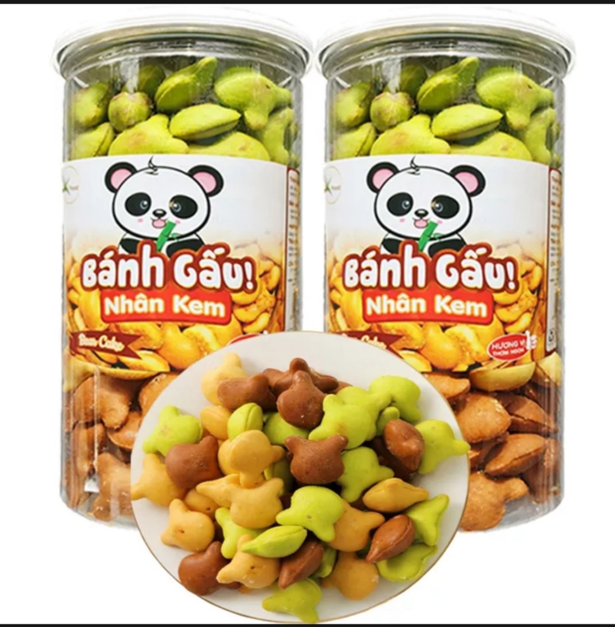 Bánh gấu nhân kem mix 3 vị - mỗi hũ 350g