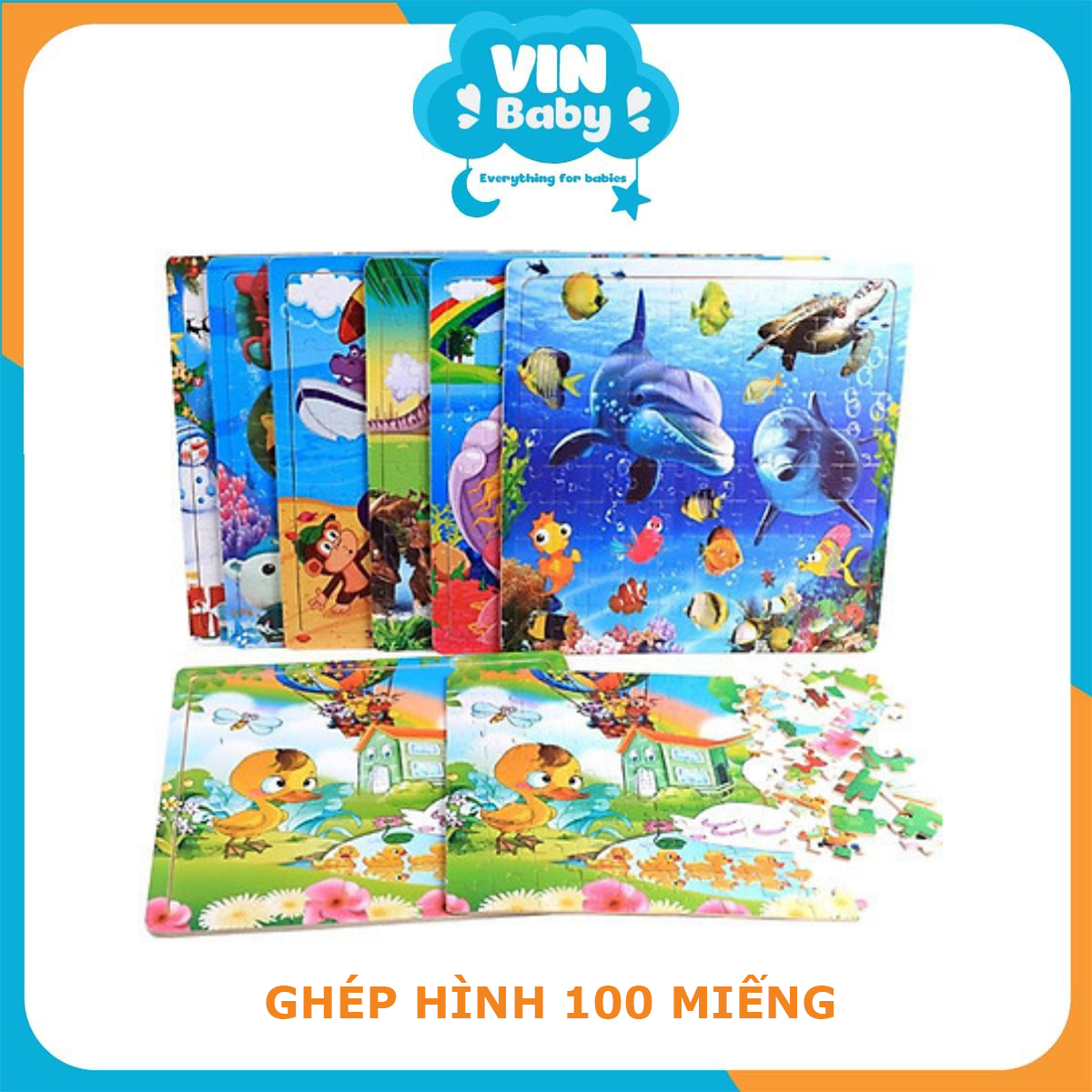Ghép hình 100 miếng - Đồ chơi tranh ghép hình bằng gỗ 100 miếng, Puzzle rèn thông minh, tỉ mỉ cho bé - VinBaby