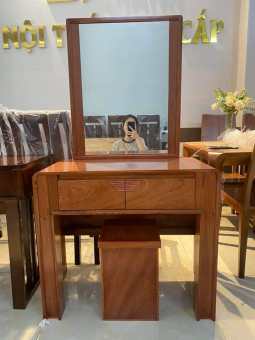 Bàn trang điểm gỗ hương đá, gỗ hương xám, gỗ xoan đào dài 80cm 2 ngăn kéo kèm ghế