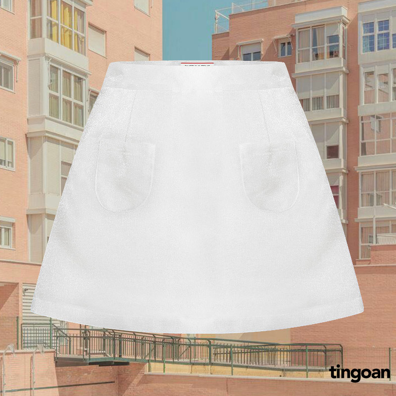 TINGOAN® - Chân váy cạp cao chất liệu tafta giấy form chữ A trắng BADDIE SKIRT/WH (có quần trong)