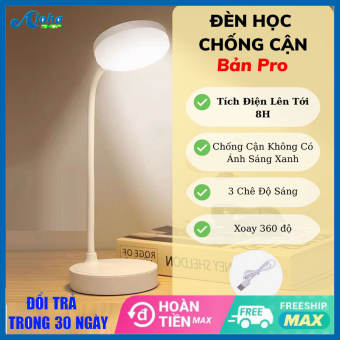 Đèn đọc sách - Đèn học để bàn, đèn học chống cận, 3 chế độ sáng thông minh, làm mờ vô cấp, cảm ứng, kèm dây sạc tiện lợi