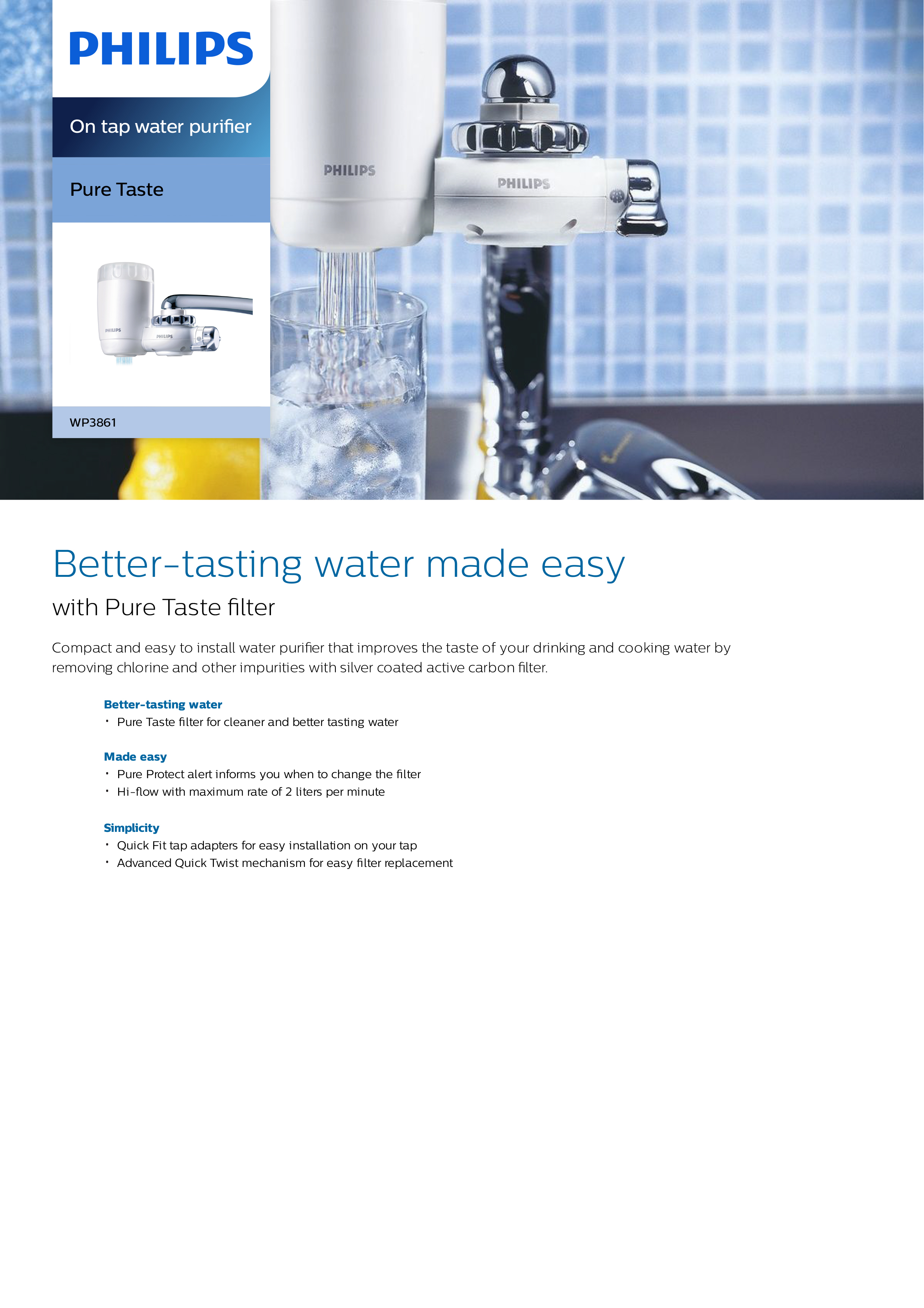 Philips WP3861 Pure Taste On Tap Water Purifier