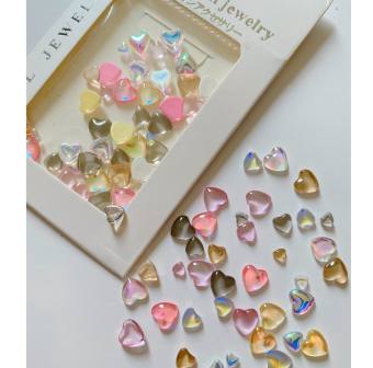 Túi charm nơ trái tim bảy màu trang trí móng làm nail